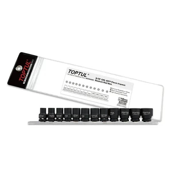 Toptul3/8"Dr Impact Socket Set 12pce 8-19mm