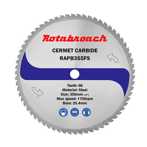 RotabroachMild Steel Cermet Blade 355mm x 25.4mm x 66T RAPB355FS
