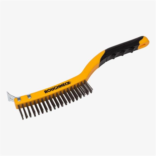 RoughneckBrass Wire Brush with Scraper 355mm (14in) - 3 Row 52-034
