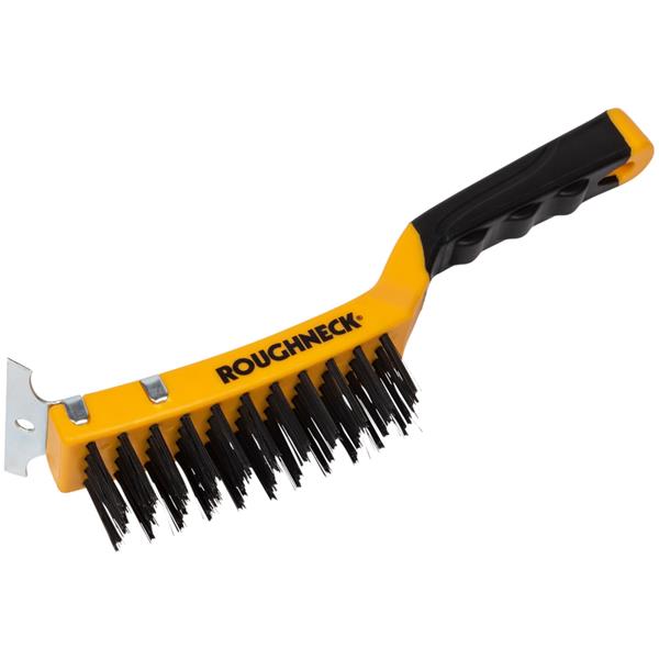 RoughneckCarbon Steel Wire Brush with Scraper 300mm (12in) - 4 Row 52-042