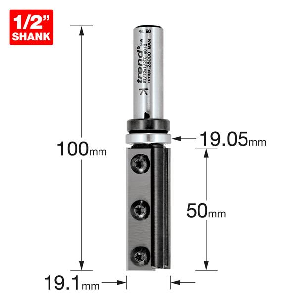 TrendPro Rota-tip profiler two flute 19.1mm dia x 50mm cut RT/72X1/2TC
