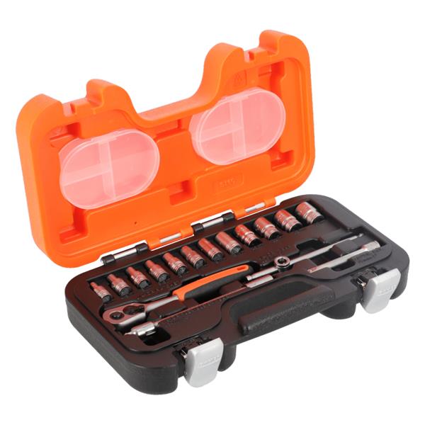 Bahco16 Piece 1/4" Drive Socket Set with Ratchet & Accessories S160
