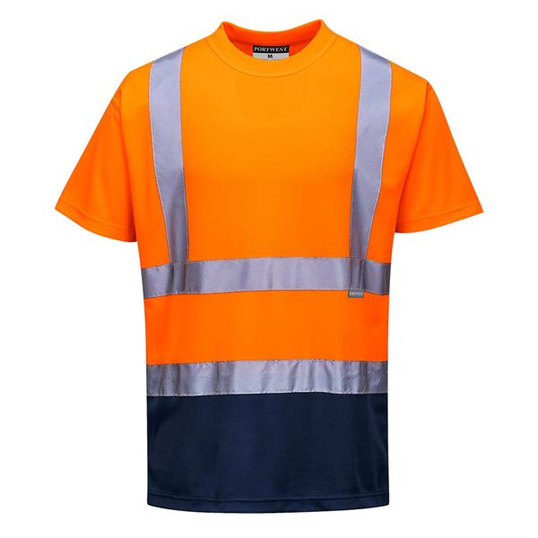 Portwest S378 - Hi-Vis Contrast T-Shirt Orange/Navy
