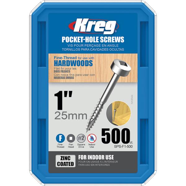 KregZinc Pocket-Hole Screws #7 Coarse-Thread Pan Head (25mm) (500 pce)