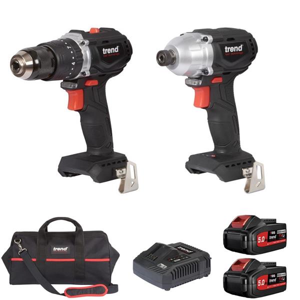 TrendBrushless Twin Kit T18S/CDB Combi Drill & T18S/IDB Impact Driver (2x5ah)