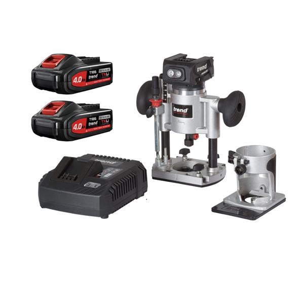 TrendT18S/R14K2 18V 1/4" Brushless Router Kit (2x4Ah)