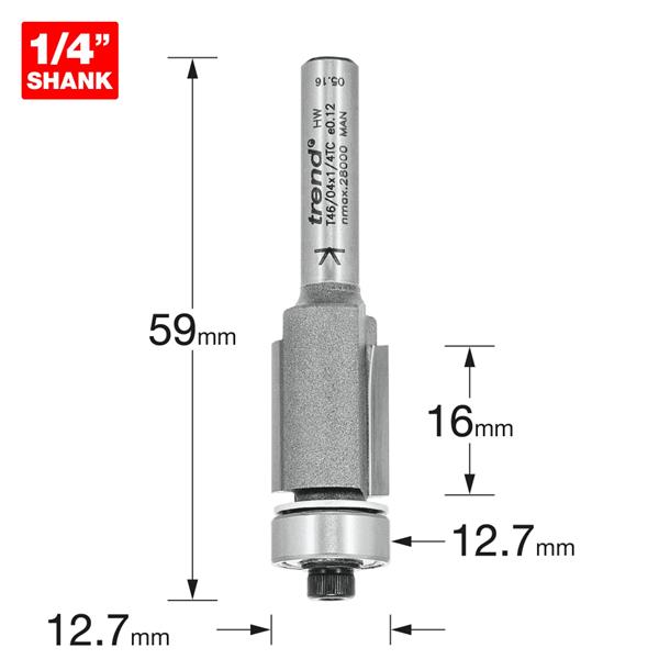TrendPro Trimming Cutter 12.7mm diameter T46/04X1/4TC