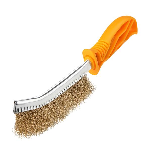TolsenWire Brush Metal Frame Plastic Handle 250mm Brass 32060