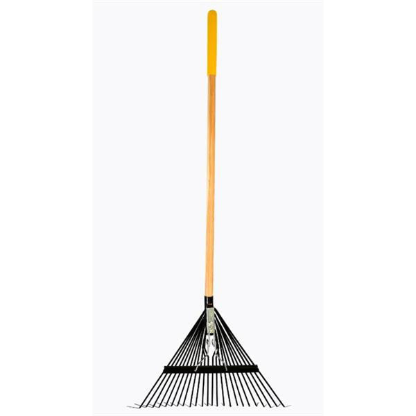 True TemperTTW-SLR Flat Steel Leaf Rake 24 Teeth Wood Handle