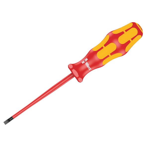 Wera160 iS VDE Insulated 5.5mm screwdriver with reduced blade diameter for slotted screws