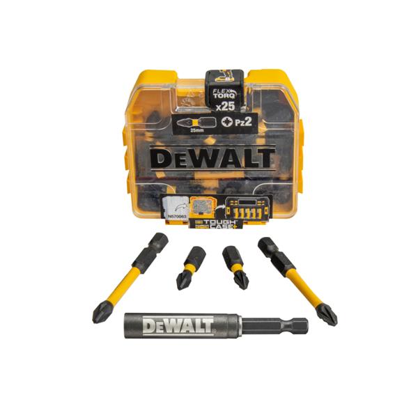 DewaltDT70589T 25 Piece PZ2 Impact Bits Box & Bit Holder